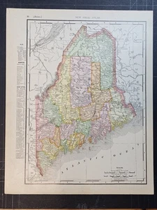 1907 map of Maine w/ map of United States on the reverse, from an atlas - Picture 1 of 2