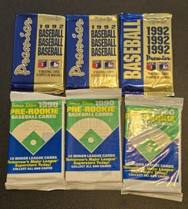 Lot of 6 Sealed Baseball Card Packs 1992 Premier & 1990 Pre-Rookie Minor League - Picture 1 of 2