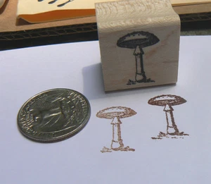 P24 mushroom rubber stamp miniature WM 0.4x0.7" - Picture 1 of 1