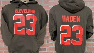 CLEVELAND BROWNS JOE HADEN DOUBLE SIDED JERSEY HOODIE - Picture 1 of 3
