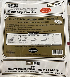 Pioneer Photo Albums Rw85 8.5" X 11" White Top Loading Scrapbook New Refill - Picture 1 of 2