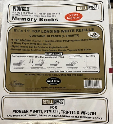 Álbumes de fotos Pioneer Rw85 8,5" X 11" blanco carga superior álbum de recortes nuevo repuesto Foto 1 de 2
