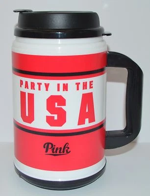 VICTORIA'S SECRET PINK PARTY IN THE USA TRAVEL CHUG MUG 24 盎司 ICED 杯 可重复使用 — 第 1/4 张图片