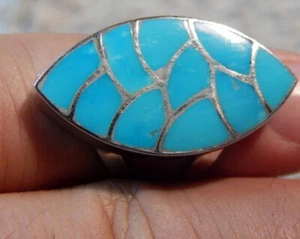 New Turquoise inlay Ring by Native American Zuni Carol Haloo size 6 1/2 - Picture 1 of 2