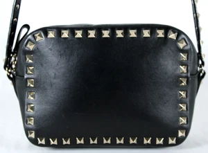 Bolso Bandolera Pequeño VALENTINO Cuero Negro Dorado Claro ROCKSTUD Tachonado - Imagen 1 de 19