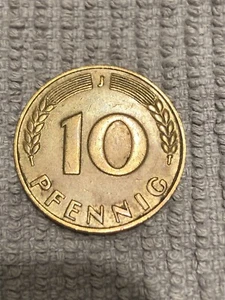 1949 J 10 Pfennig Coin - Picture 1 of 4