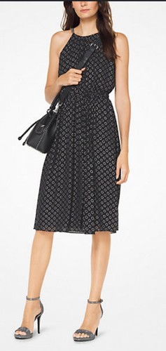 Abito MICHAEL KORS nero stampa orlo alto basso reggicalze occasione taglia m 12