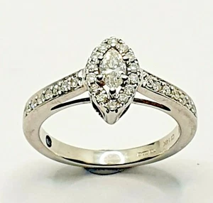 14ct white gold 0.60ct Diamond and Marquise Diamond Ring size N - Picture 1 of 10