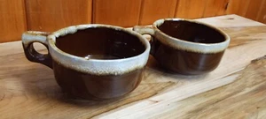 Set Of 2 Western Stoneware Pottery WS Maple Leaf Brown Drip Glaze Wide Multi Use - Picture 1 of 5