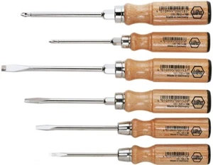 Wiha 07150 6 Piece Wooden Handle Slotted & Pozi Screwdriver Set - Picture 1 of 1