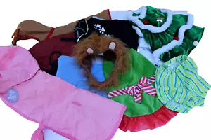 9 LOT DOG COSTUMES SIZE MEDIUM OLD NAVY RAINCOAT CHRISTMAS HALLOWEEN CHEERLEADER - Picture 1 of 12