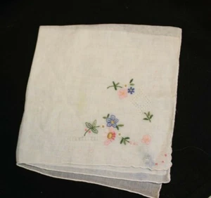 Vintage - Pañuelo - Bordado Floral - Cuadrado 10" - Esquina Vieira - Imagen 1 de 4