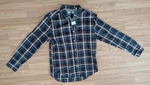 Five Four Parkman Navy Blue Plaid Button Down Shirt Men's L Slim (22" pit-pit) - Picture 1 of 6