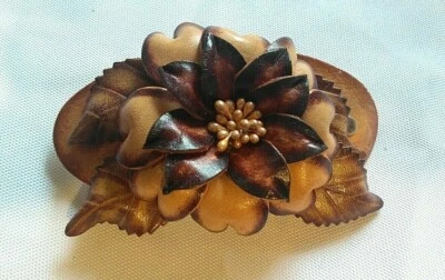 Cordón de cuero italiano genuino vintage diseño floral hecho en Italia Foto 1 de 4