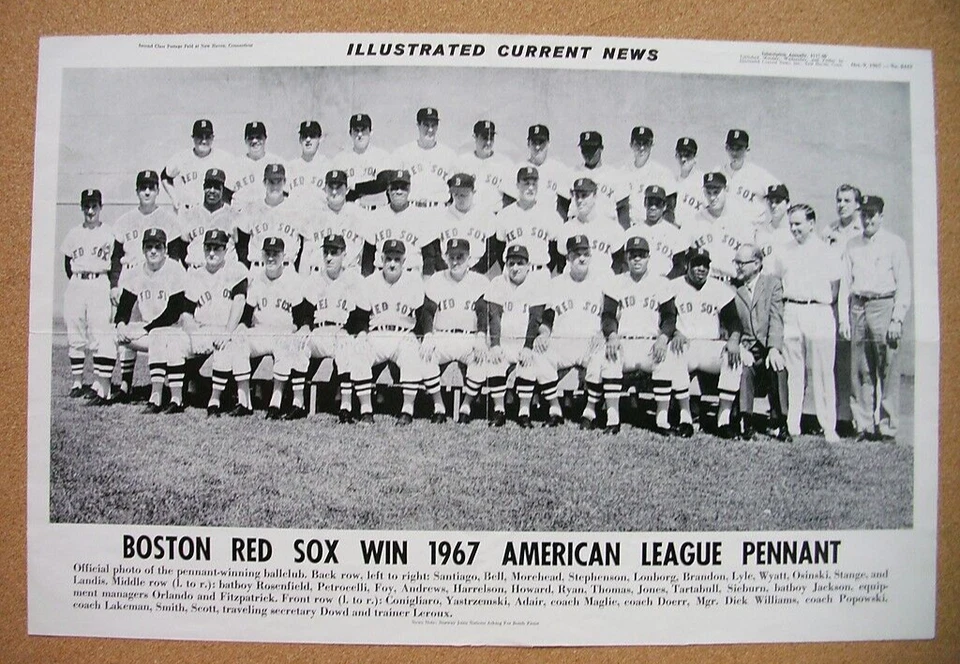 Póster de exhibición 1967 Boston Red Sox Tm 12x19 Yastrzemski Conigliaro Lonborg Foto 1 de 1