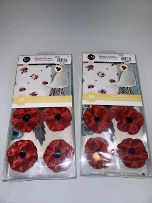 Calcomanías de pared 3D Room Mates pelar y pegar flores rojas 1,75" diámetro X2 S5 Foto 1 de 3