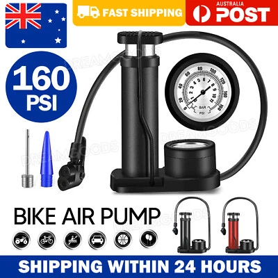Bike Bicycle Pump Ball MotorBike Tyre Tire Air Foot Pedal Inflator with Gauge - image 1 of 4