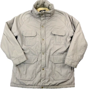 VTG WOOLRICH USA Chore Puffer Coat Jacket Mushroom Beige Olefin Mens Large - Picture 1 of 8