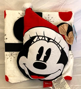 Disney Mickey & Minnie Christmas Pillow & Blanket Nogginz Travel Set 45" x 55" - Picture 1 of 7