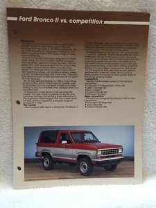 1986 FORD BRONCO II VERKÄUFER-FAKTENBUCH WETTBEWERBSFÄHIGE VERGLEICHSSEITEN      - Bild 1 von 1