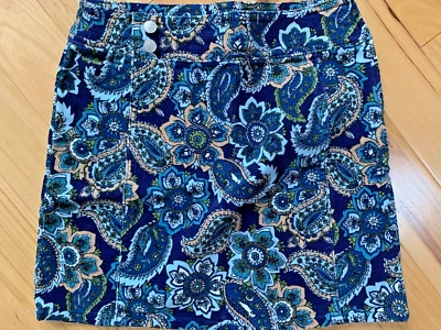CHEROKEE Blue Paisley Corduroy Skirt Sz Medium Girls 23" Waist - Image 1 of 4