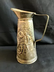 Vintage Elpec Made in England Brass Pitcher Embossed Scene 8.5” - Picture 1 of 7
