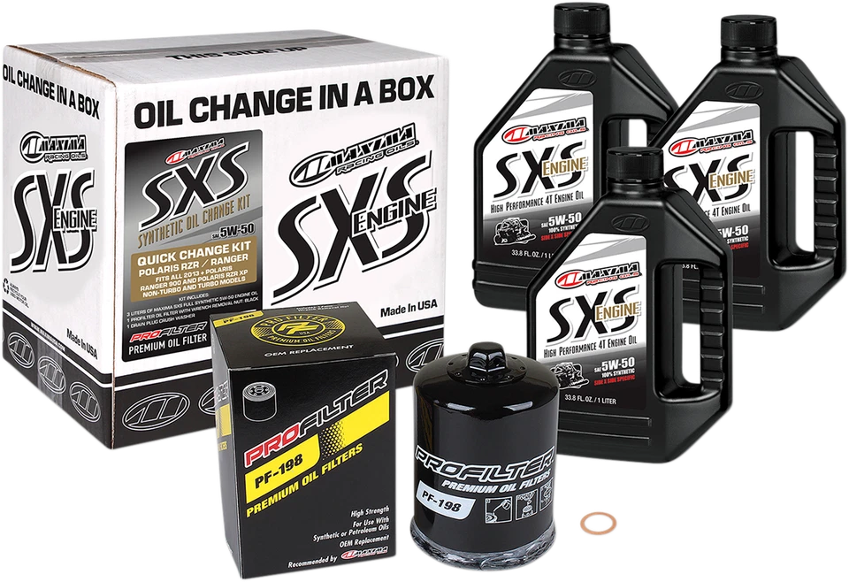 Kit de cambio de aceite Máxima totalmente sintético 5W-50 para Polaris Ranger RZR y XP Foto 1 de 1