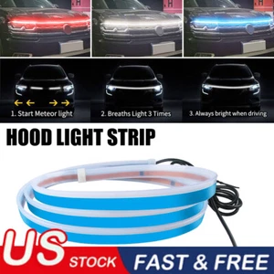 Flexible Car Hood LED Meteor Strip Lights Dynamic Scan Start Up Hood beam Kit US - Picture 1 of 18
