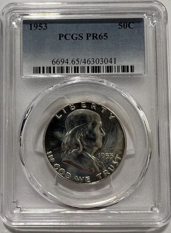 1953 Silver Proof Franklin Half Dollar PCGS PR65 Cover