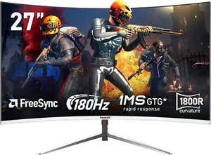27 Inch PC computer screen,1800R Curved Gaming 180Hz Monitors, FHD1080p 1ms with - Picture 1 of 7