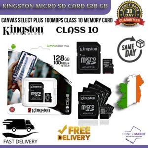 Kingston MicroSD Card 128GB 100Mbps SDHC Phone Memory Card Class10 Pack Of 10 - Zdjęcie 1 z 3