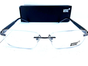 MONTBLANC MB 337 012 57mm Rimless Black Men's Eyeglasses Frame Italy - Picture 1 of 6
