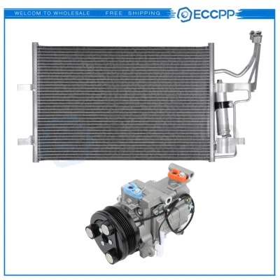 AC Condenser & AC Compressor Cooling Kit For 04-2009 Mazda 3 2006-2010 Mazda 5 Foto 1 de 4