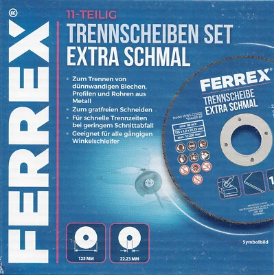 FERREX® Ferrex Diamant Trennscheiben Set Extra dünn für Winkelschleifer 11 tlg. 125 mm