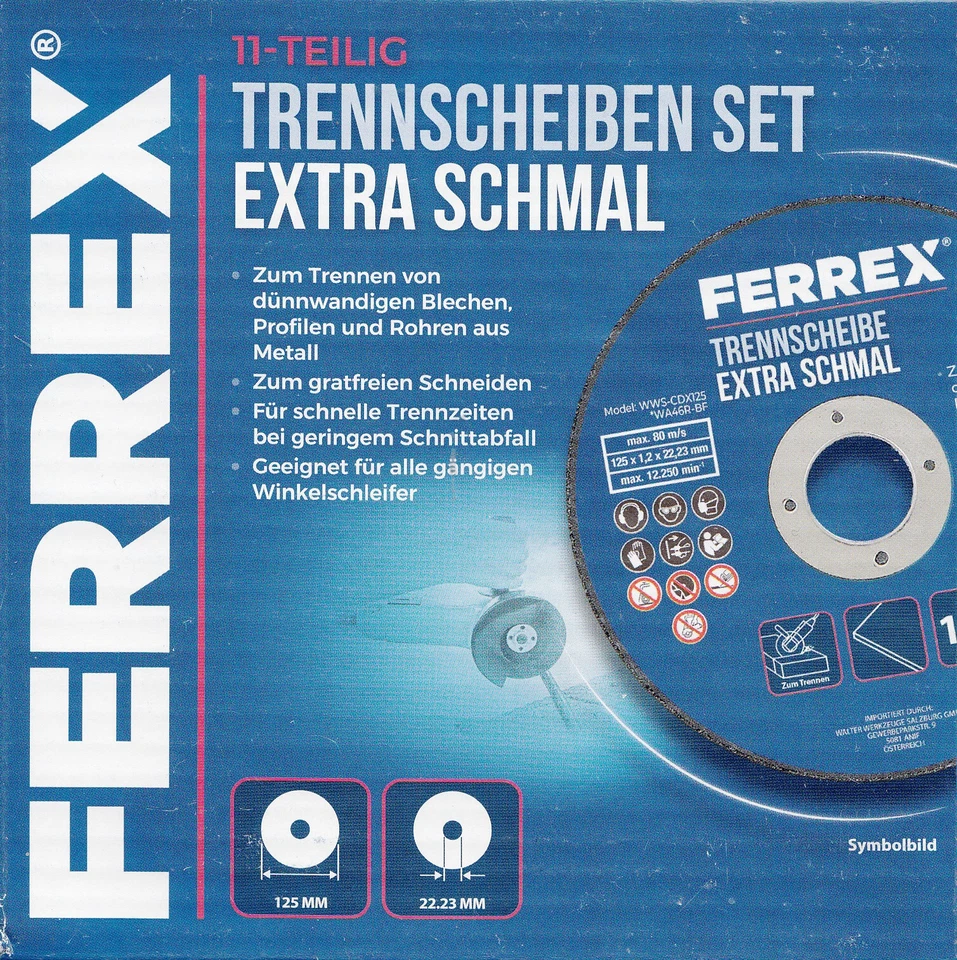 Ferrex Diamant Trennscheiben Set Extra dünn für Winkelschleifer 11 tlg. 125 mm - Bild 1 von 1