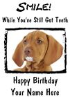 Vizsla Dog A5 Personalised Card Birthday Anniversary Teeth smile 