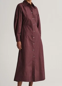 GANT Volume Shirt Sleeve Dress, Burgundy/Wine, Size 16 - Picture 1 of 12