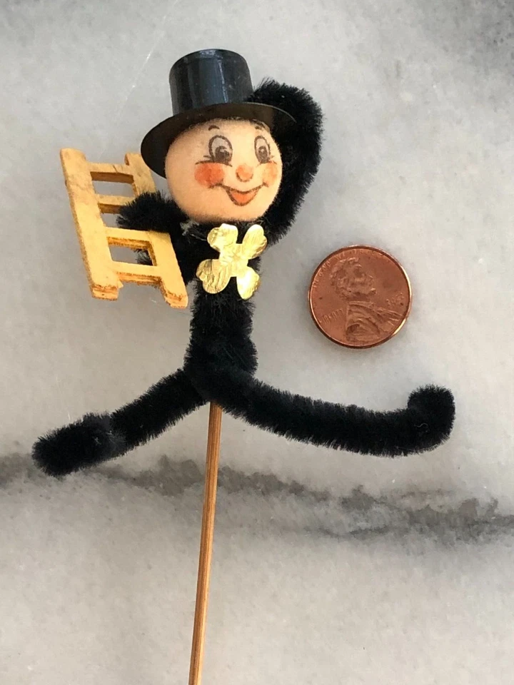 Chenille Pick Chimenea Barrer Hombre De Colección con Sombrero y Escalera ¡LINDO! Foto 1 de 1