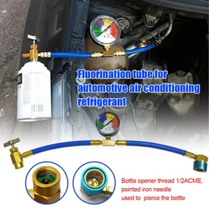 R1234YF Air Conditioning Refrigerant Charging Hose Recharge Kit Car Gauges UK - Picture 1 of 16