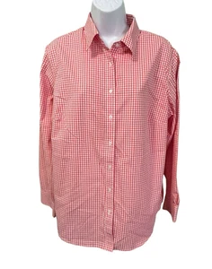 Jones New York pflegeleichte Bluse mit Knopfleiste L/S Damen Größe 1X rot weiß kariert - Bild 1 von 10