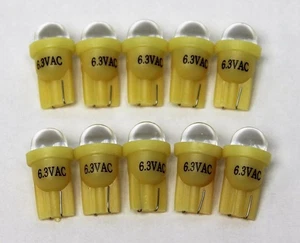 10 Pack Pinball LED's 6.3 volt AC, 555 clear wedge base T10 Cool Yellow Short - Picture 1 of 1
