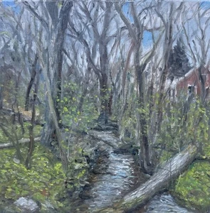 Forest Scene At Marywood In Grand Rapids Michigan - Original Oil Painting - Picture 1 of 1