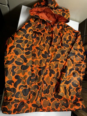 US Camper Orange Camouflage All Weather Hooded Jacket M Hipster R&B Hip Hop Rap - Image 1 of 4