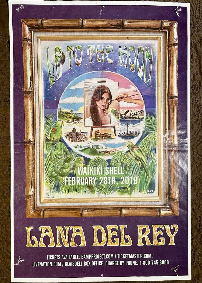 Lana Del Rey “LA To The Moon” Tour 2018 11 x 17 Waikiki Shell Concert Poster - Image 1 of 4