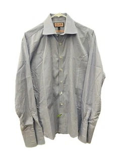Thomas Pink Dress Shirt Mens Sz 16 Blue & White Striped Slim Fit w/ French Cuffs - Picture 1 of 6