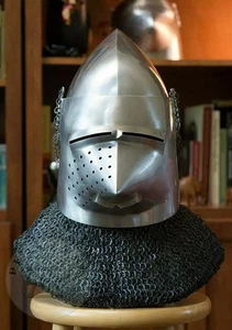 Custom SCA HNB 18 Gauge Steel Medieval Tournament Bascinet Helmet W Avaintail P - Picture 1 of 2