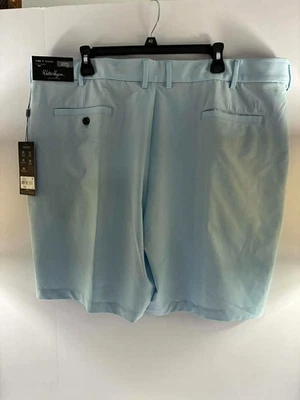 WALTER HAGEN NWT MEN'S 9” PERFECT 11 Micro Lines GOLF SHORTS Soft Blue Sz 42 - Image 1 of 4