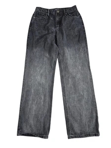 Fashion Nova Jeans Damen 7 schwarz weites Bein hoher Bund gewaschen Denim Hose - Bild 1 von 11