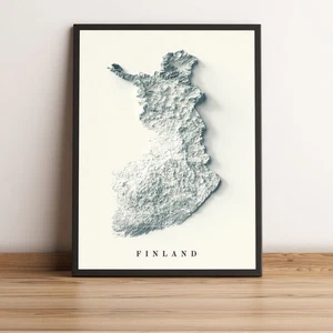 Finnlandkarte, Finnland 2D Reliefkarte, Finnland Vintage Map - 2D Flachdruck - Bild 1 von 9