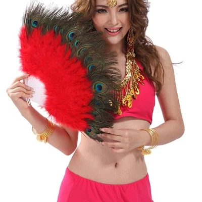 INSCHMUCK RÄUMUNGVERKC17 Bauchtanz Kostüm Federfächer Feder Fächer aus echten Pfauenfedern